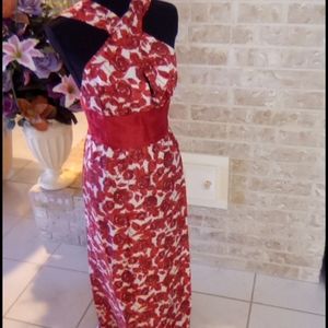 Sun Dress, beautiful Red and Cream, floral print.